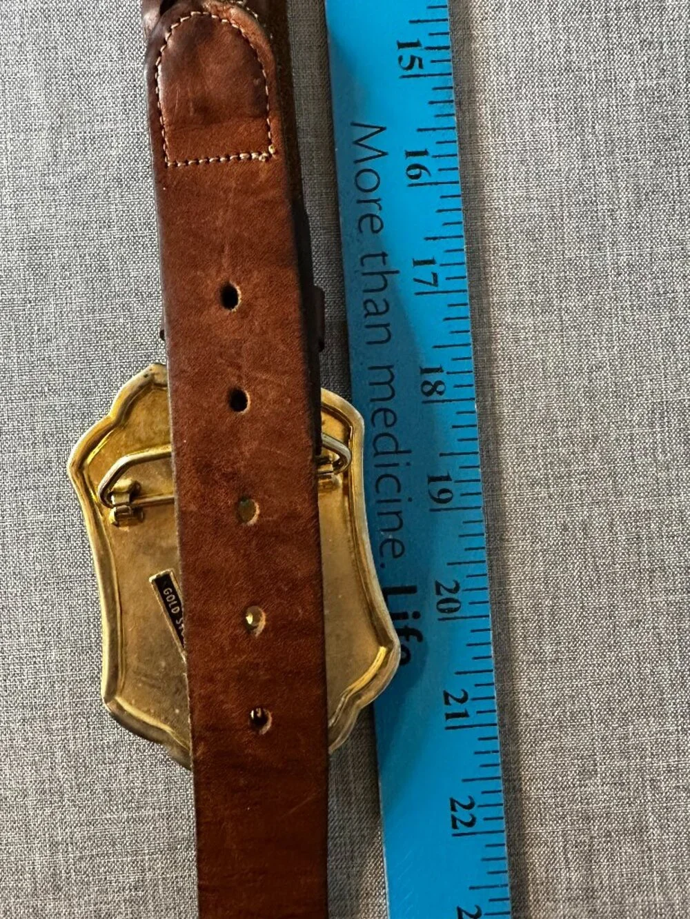 Gold stone brass Western Belt Buckle brown Leather braided cowboy rodeo 38-42